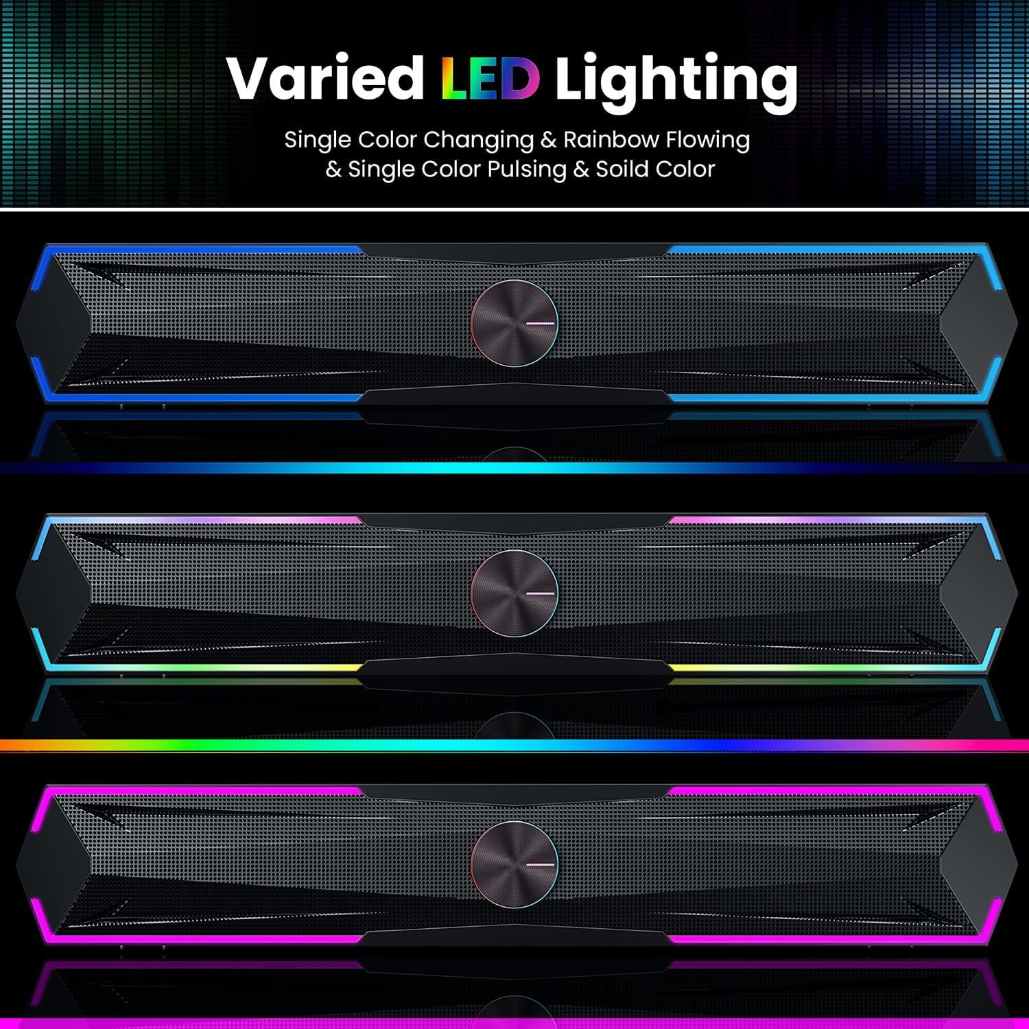 Computer Speakers for Desktop with Surge Clear Sound, Flowing LED Pc Speaker for Computer Desktop Laptop Monitor, Bluetooth & USB Input