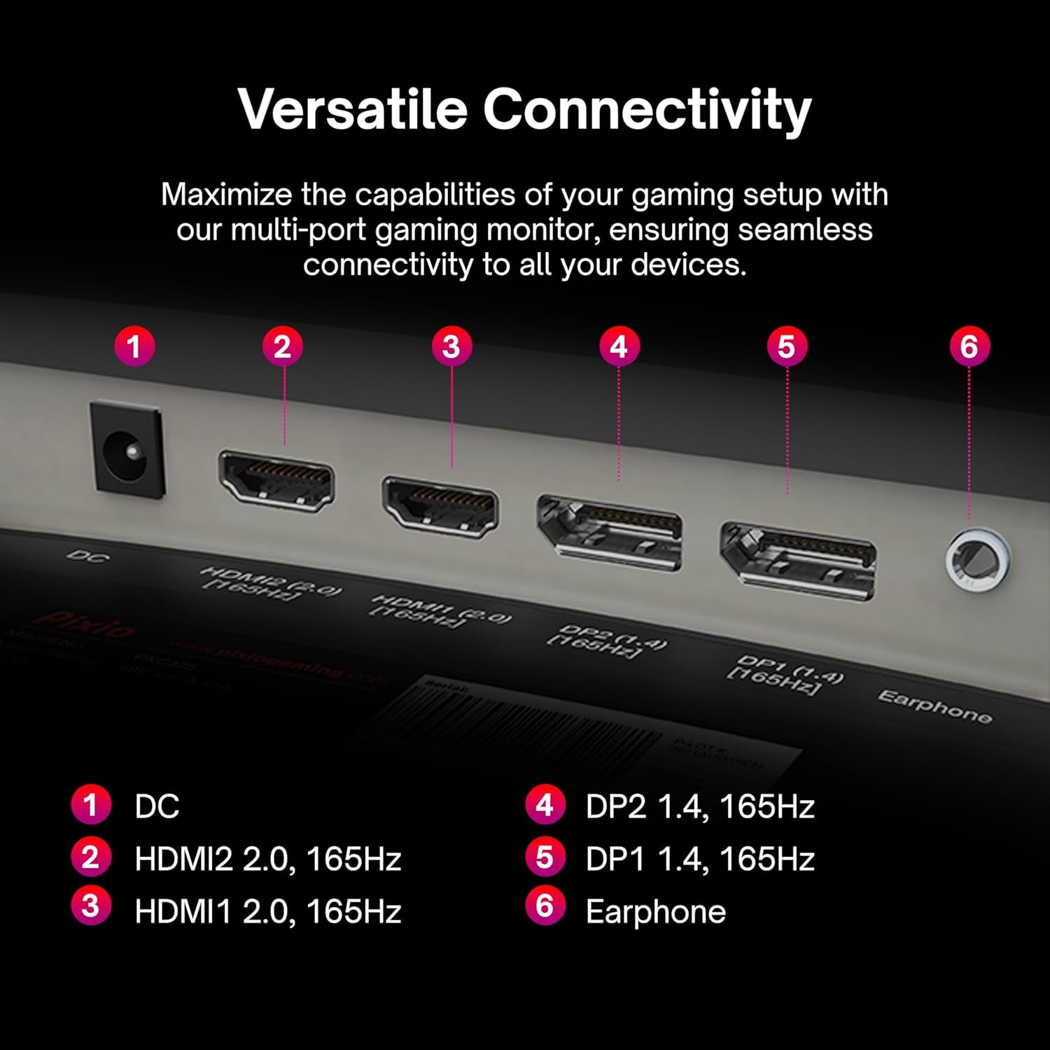 PXC325 32 Inch 165Hz Refresh Rate FHD 1080P Resolution 1500R Curved VA Panel 1Ms MPRT Response Time Adaptive Sync HDR Tilting Stand Gaming Monitor