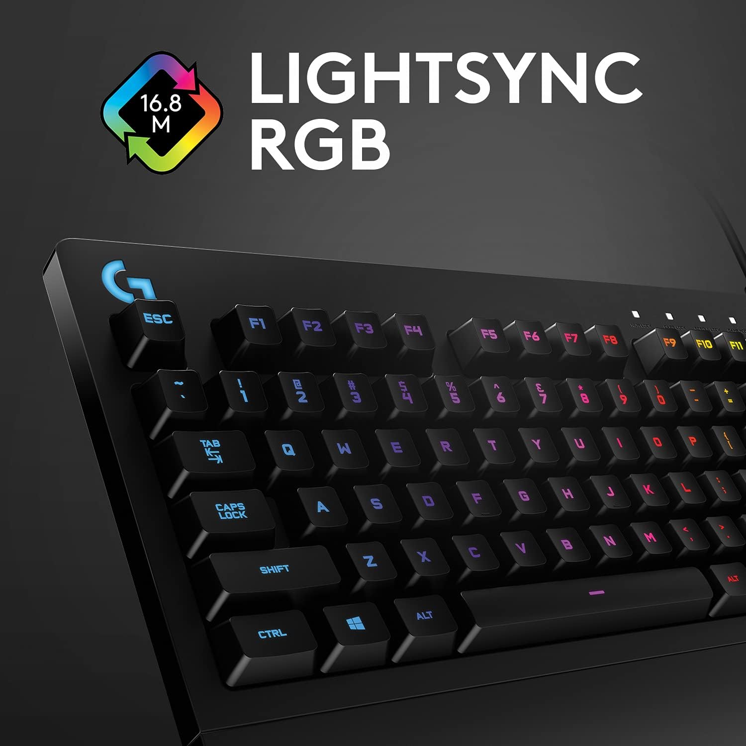 213 Prodigy Wired Gaming Keyboard, LIGHTSYNC RGB Backlit Keys, Spill-Resistant, Customizable Keys, Dedicated Multi-Media Keys – Black