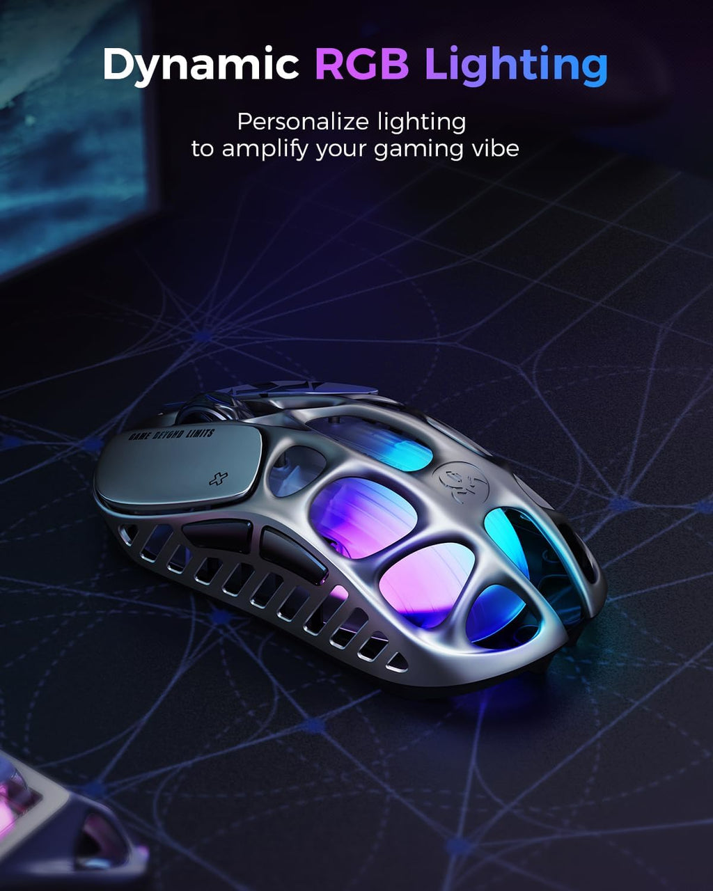 Mercury X Pro Wireless Gaming Mouse, Come with 8K Dongle – 32,000 DPI PAW 3950 Sensor, 8,000Hz Polling Rate, Only 49G, Magnesium Alloy Hollow Frame, RGB Lighting, 5 Programmable Buttons