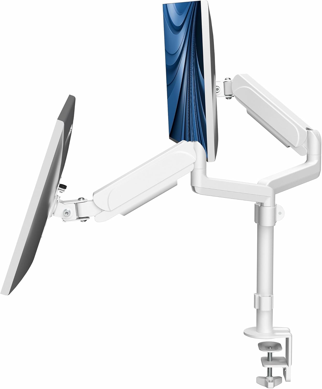 17 to 32 Inch Dual Pneumatic Monitor Mount, 2 Pneumatic Arms, Adjustable Swivel, Rotation, Heavy Duty VESA Desk Stand with C-Clamp, Grommet, Max VESA 100X100, Black, STAND-V002K