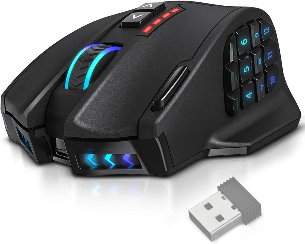 Venus Pro RGB Wireless MMO Gaming Mouse, 16,000 DPI Optical Sensor, 2.4 Ghz Transmission Technology, Ergonomic Design, 16M Chroma RGB Lighting, 16 Programmable Buttons, up to 70 Hours