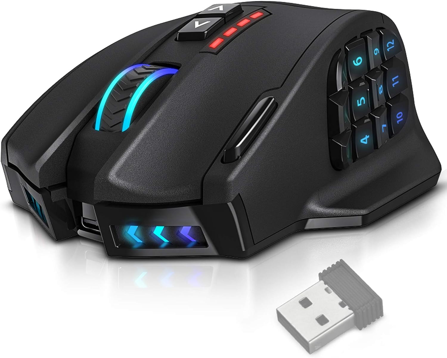 Venus Pro RGB Wireless MMO Gaming Mouse, 16,000 DPI Optical Sensor, 2.4 Ghz Transmission Technology, Ergonomic Design, 16M Chroma RGB Lighting, 16 Programmable Buttons, up to 70 Hours