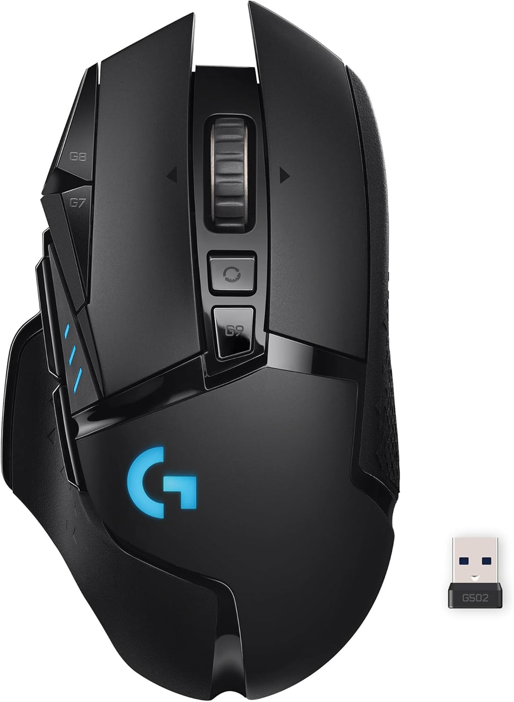 502 Lightspeed Wireless Gaming Mouse with Hero 25K Sensor, Powerplay Compatible, Tunable Weights and Lightsync RGB - Black