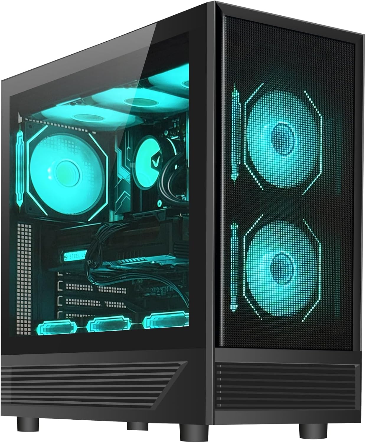 Gaming PC Desktop,Prebuilt Gaming Computer With,Amd Ryzen 5 5600X 3.7Ghz,Rtx5060 8GB GDDR7 DLSS4,32GB DDR4 RAM 3200Mhz,1Tb NVME SSD,ARGB Cooling Fan,Supply Wifi Support