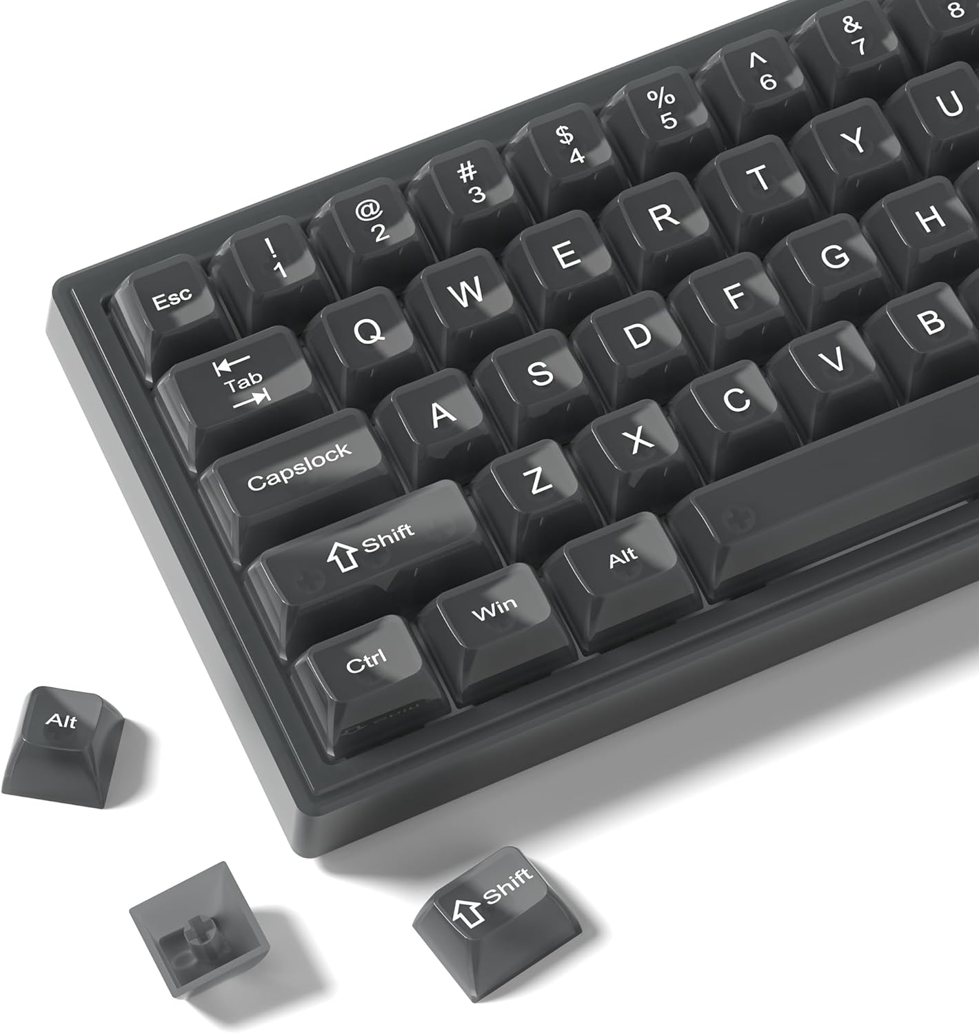 Keyboard Keycaps Jelly - Ceramic Keycaps Style, Clear White Key Cap, Transparent Side Printed Custom 60 65 75 100 Percent for Cherry MX, Outemu, Gateron Mechanical Keyboards(Mda Profile)