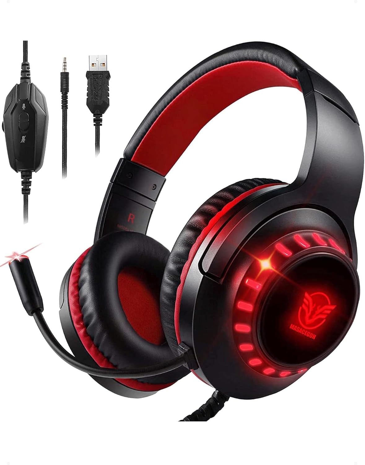 RGB Gaming Headset for Ps5/Ps4/Xbox One/Nintendo Switch/Pc/Mac, PS4 Headset with Microphone Xbox Headsets with LED Lights, Noise Cancelling PS5 Headsets for Kids Adults