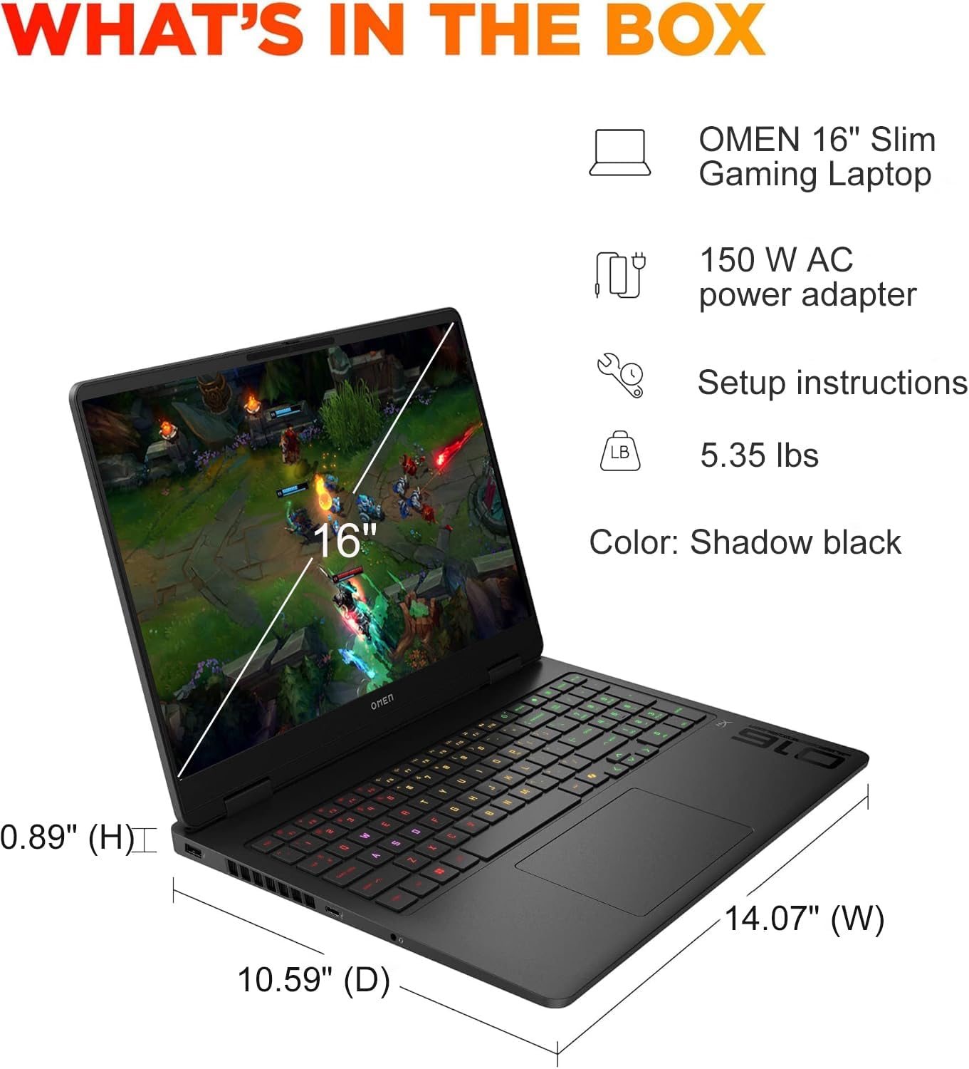 HP OMEN 16 Slim Gaming Laptop (16" 2K G-SYNC 165Hz, 16GB DDR5, 512GB SSD, NVIDIA RTX 5050 8GB (> RTX 4060), Intel Core Ultra 5 225H (>I7-13700H)), 4-Zone RGB Backlit, FHD Webcam, Ethernet, Win 11 Home