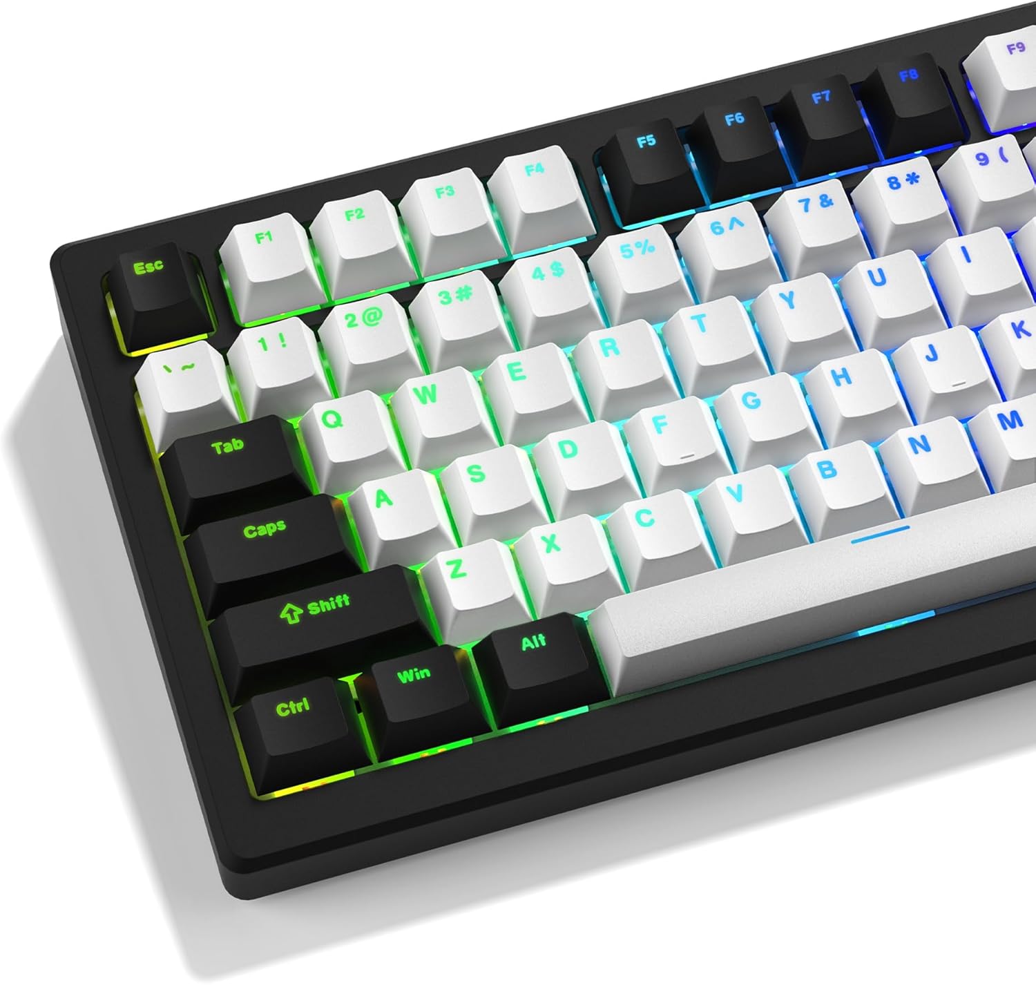 XVX Black Shine through Keycaps, Doubleshot PBT Keycap Set Cherry Profile, 142 Keys Keyboard Keycaps, Universal Compatiability with 60% 65% 75% 80% 100% Mechanical Keyboard with MX Switches