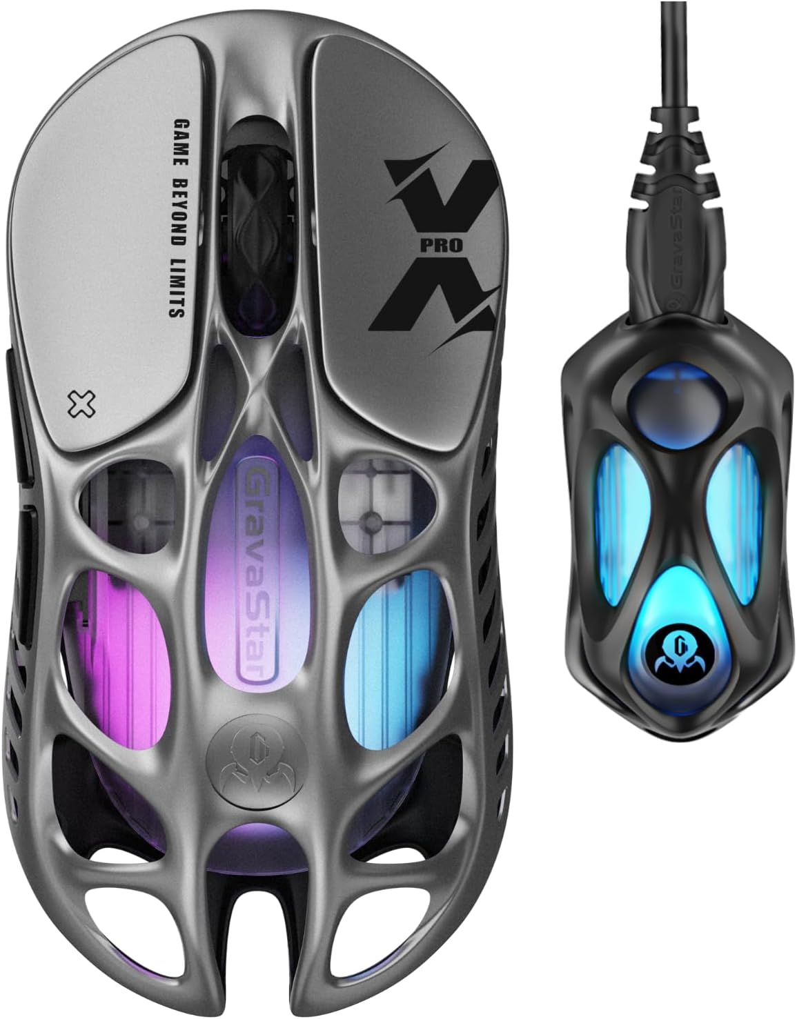Mercury X Pro Wireless Gaming Mouse, Come with 8K Dongle – 32,000 DPI PAW 3950 Sensor, 8,000Hz Polling Rate, Only 49G, Magnesium Alloy Hollow Frame, RGB Lighting, 5 Programmable Buttons