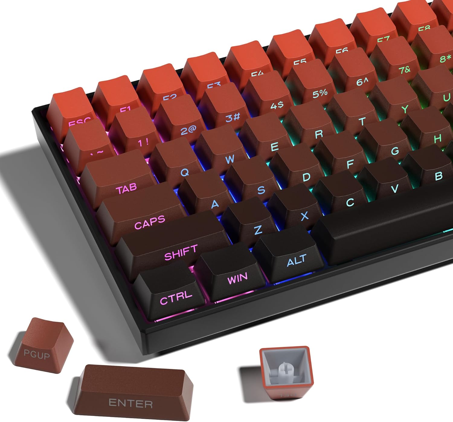 XVX PBT Keycaps - Side Printed Keycaps 60 65 75 100 Percent, Double Shot Shine through Custom Key Caps, Gradient Gray 136 Keys Set, OEM Profile, Minimalist Style for Cherry Gateron MX Switche Keyboard