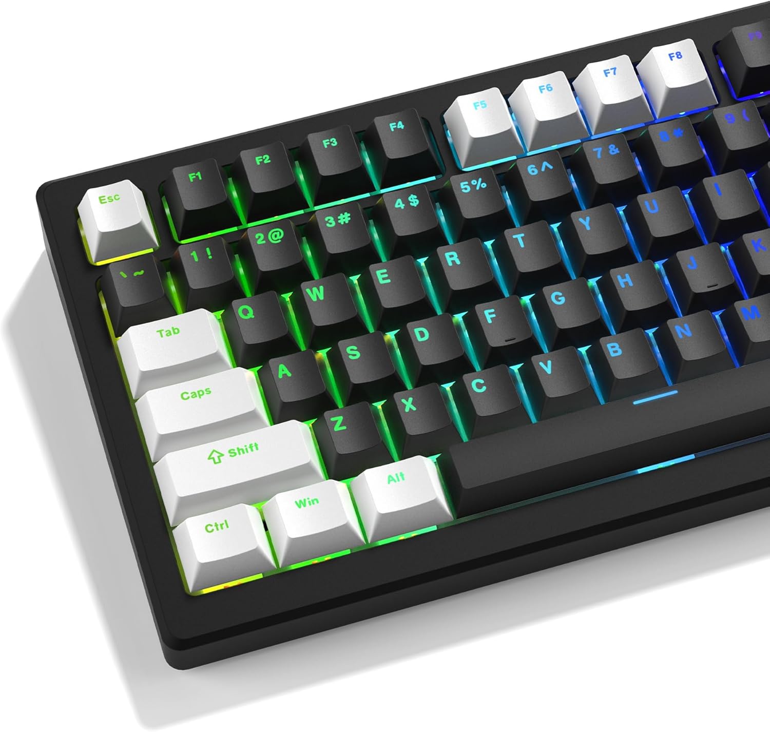 XVX Black Shine through Keycaps, Doubleshot PBT Keycap Set Cherry Profile, 142 Keys Keyboard Keycaps, Universal Compatiability with 60% 65% 75% 80% 100% Mechanical Keyboard with MX Switches