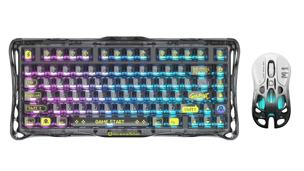 Mercury K1 Lite 75% Mechanical Keyboard Transparent Black and Mercury M1 Pro Wireless Gaming Mouse Gradient Black
