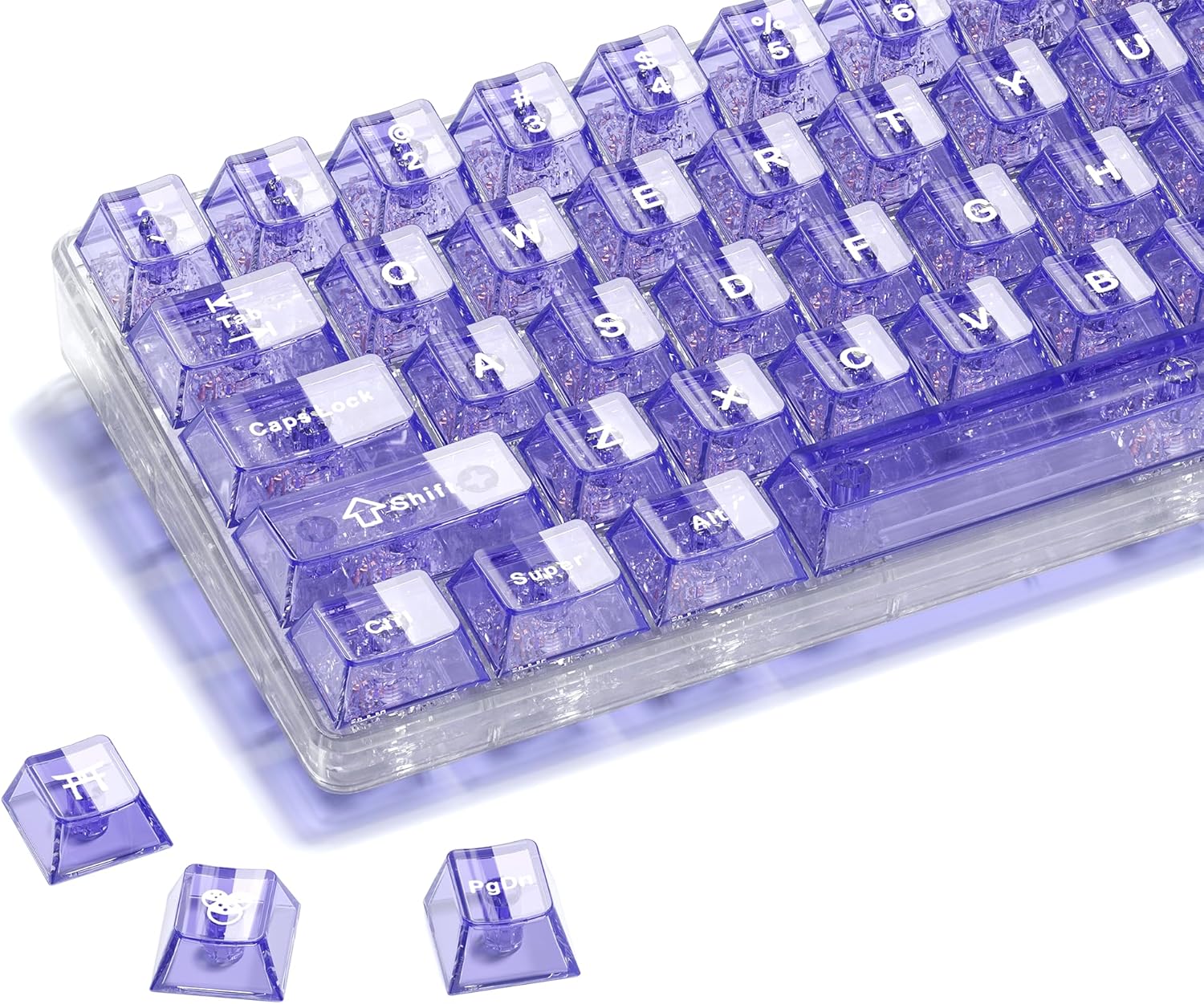 XVX Clear Keycaps, Black Transparent Keycaps 60 65 75 100 Percent, Crystal Ceramic Custom Key Cap Set 124 Keys, Cherry Profile, Shine Through, Cute Style for Mechanical Keyboards