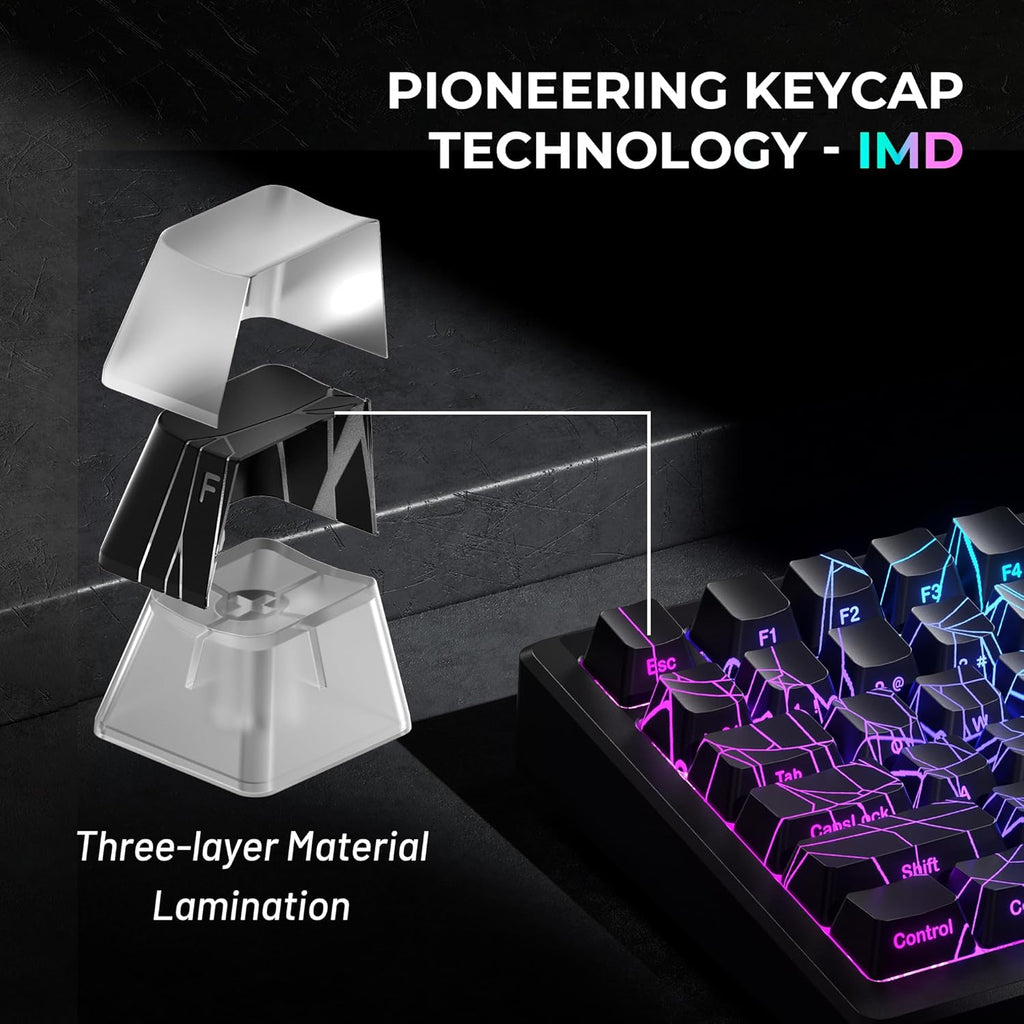 X XVX Spider Web Keycaps 60 75 100 Percent - Shine through Keycaps W/Imd Tech, for Mechanical Keyboards, Full 118 Key Set, OEM Profile, Lines Backlit, Side Printed - Black
