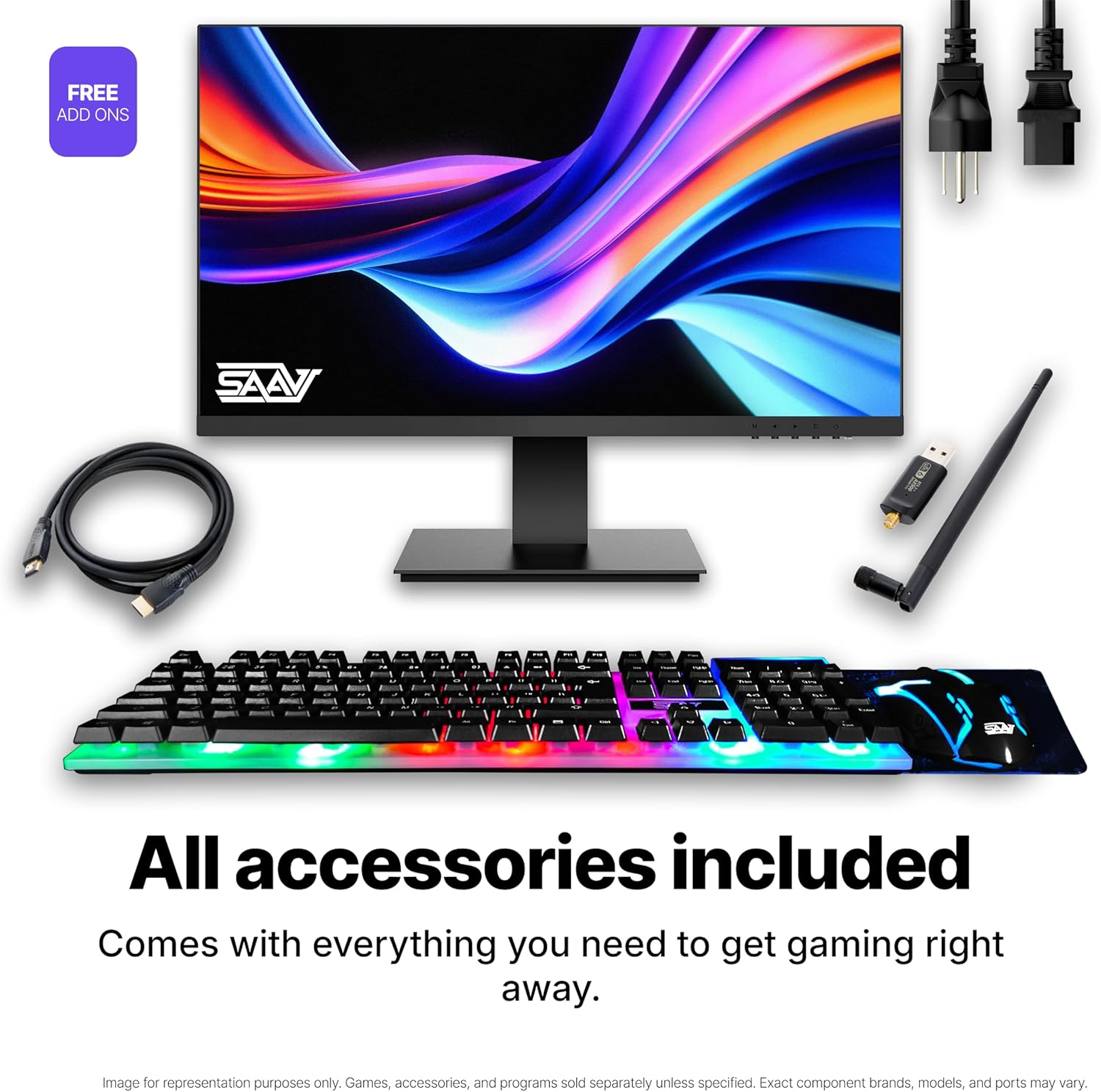 X10 2025 Gaming PC Tower Computer, AMD Ryzen 5 5500 4.2Ghz, Geforce RTX 5060 8GB GDDR7, 22 Inch Monitor, 32GB DDR4, 1TB Nvme SSD, Wifi 6, Bluetooth, Windows 11, RGB Prebuilt Desktop Bundle Black