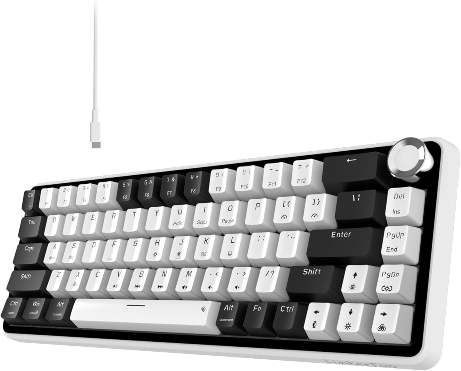 Lf67 Wired Gaming Keyboard, Hot Swappable Mechanical Keyboard RGB Backlit, 65% Layout with Volume Knob, Magnetic Switch, Gasket Mount with PET Keycaps, QMK/VIA,USB C for Win/Mac, White