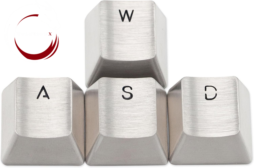 Teamwolf Stainless Steel MX  Silver Color Metal  for Mechanical Keyboard Gaming Key WASD Key Light through Back Lit (TW Gaming WASD Key X1)