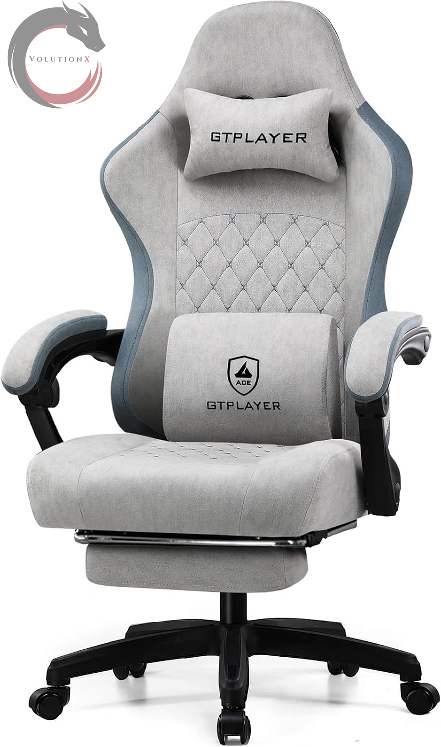 Gaming Chair, Computer Office Chair with Pocket Spring Cushion, Linkage Armrests and Footrest, High Back Ergonomic Computer Chair with Lumbar Support Task Chair with Footrest