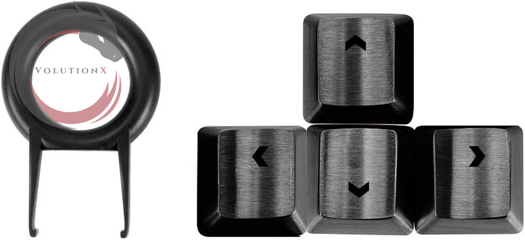 Stainless Steel Metal Keycaps with Key Puller for Mechanical Keyboard Cherry Mx Switch(Direction Keys,Black)