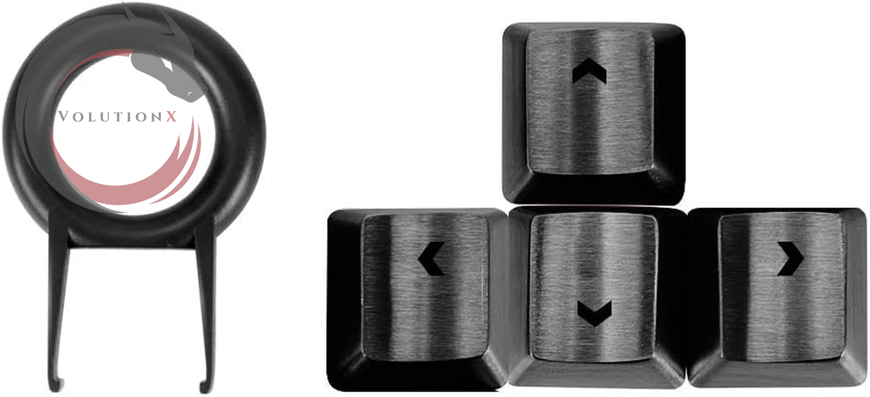 Stainless Steel Metal Keycaps with Key Puller for Mechanical Keyboard Cherry Mx Switch(Direction Keys,Black)