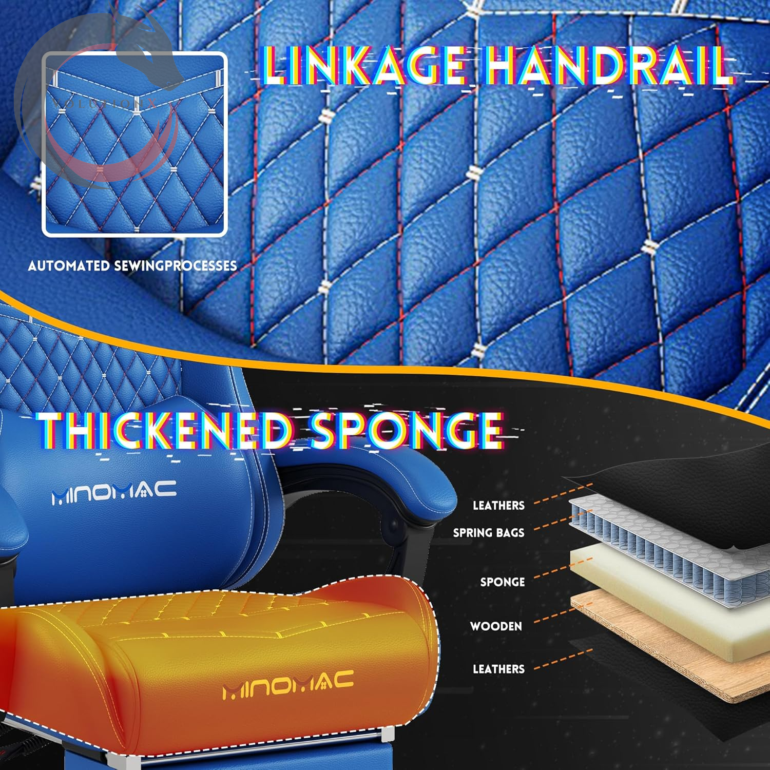 Gamtimer Gaming Chair, 400 Lbs Adult Chair, High Back Computer Chair with Footrest and Linked Armrests, Office Video Game Chair with Lumbar Support (Blue)