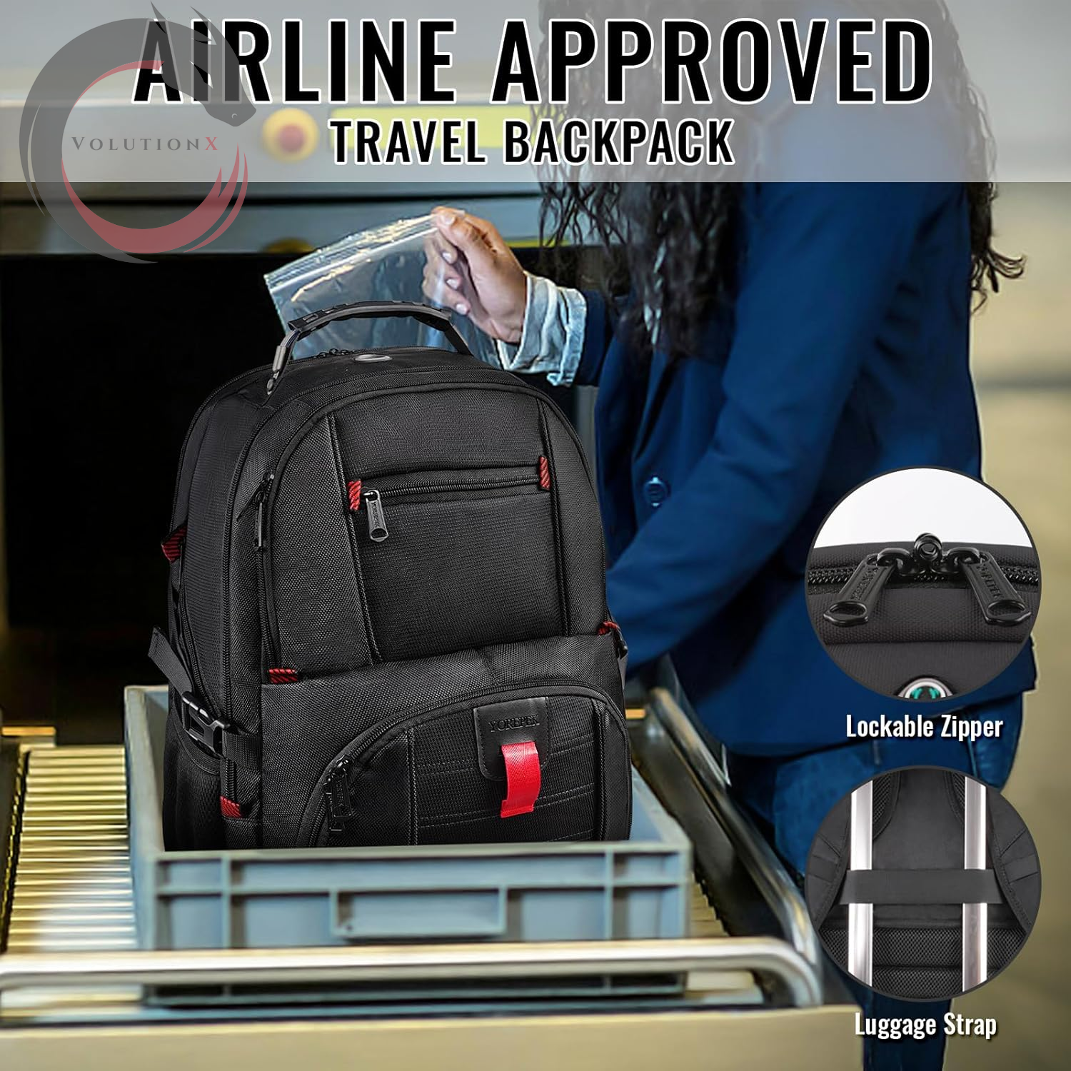 18.4 Laptop Large Backpacks Fit Most 18 Inch Laptop with USB Charger Port,Tsa Friendly Flight Approved Weekend Carry on Backpack with Luggage Strap for Men and Women, Black