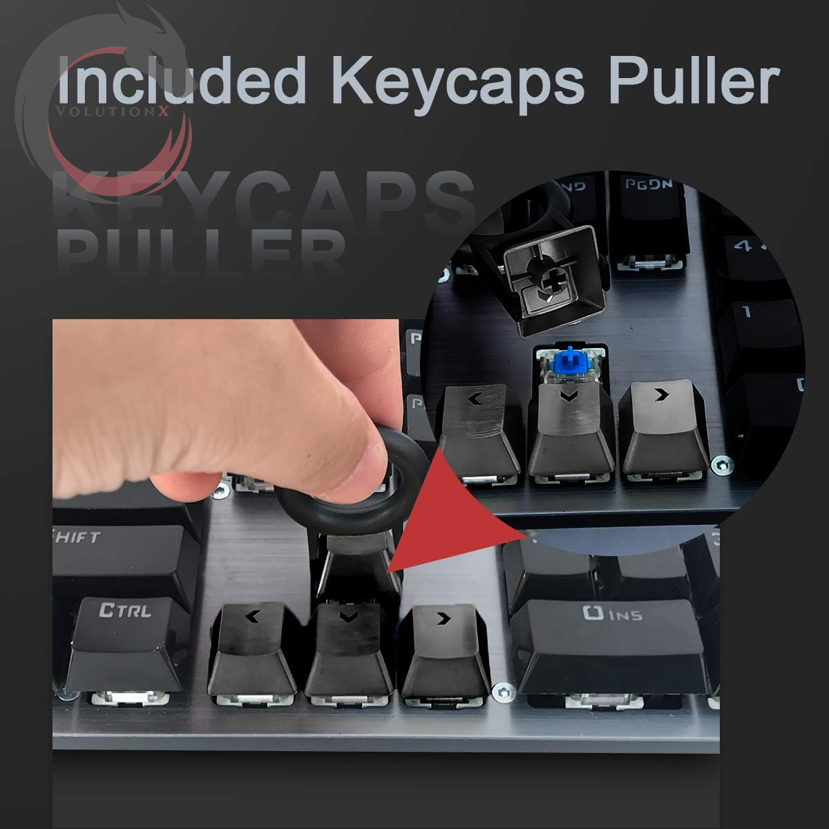 Stainless Steel Metal Keycaps with Key Puller for Mechanical Keyboard Cherry Mx Switch(Direction Keys,Black)