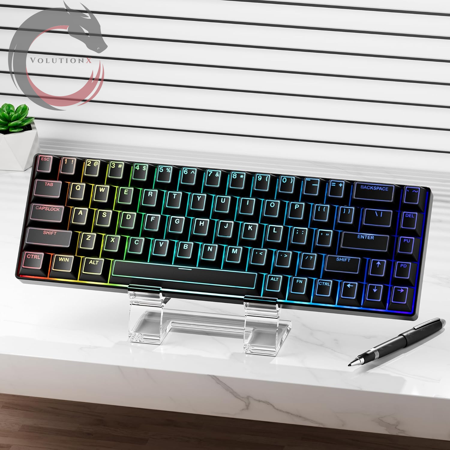 XVX Black Shine through Keycaps, Doubleshot PBT Keycap Set Cherry Profile, 142 Keys Keyboard Keycaps, Universal Compatiability with 60% 65% 75% 80% 100% Mechanical Keyboard with MX Switches