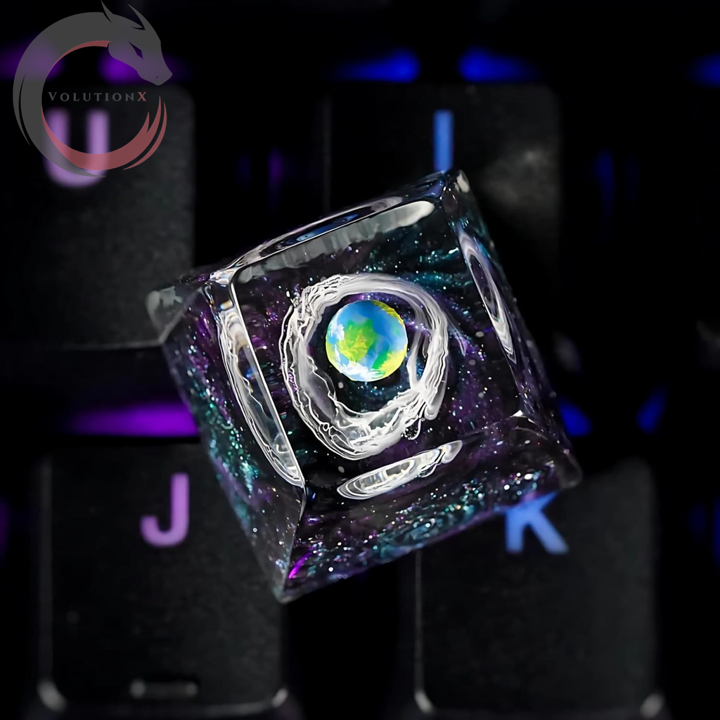 Earth Artisan Keycap R1 SA Profile Custom Solar System Planets Keycaps 1U ESC Handmade Resin Gaming Planet Galaxy Key Cap Cherry MX Switch Compatible Mechanical Keyboard Space Lover Gift