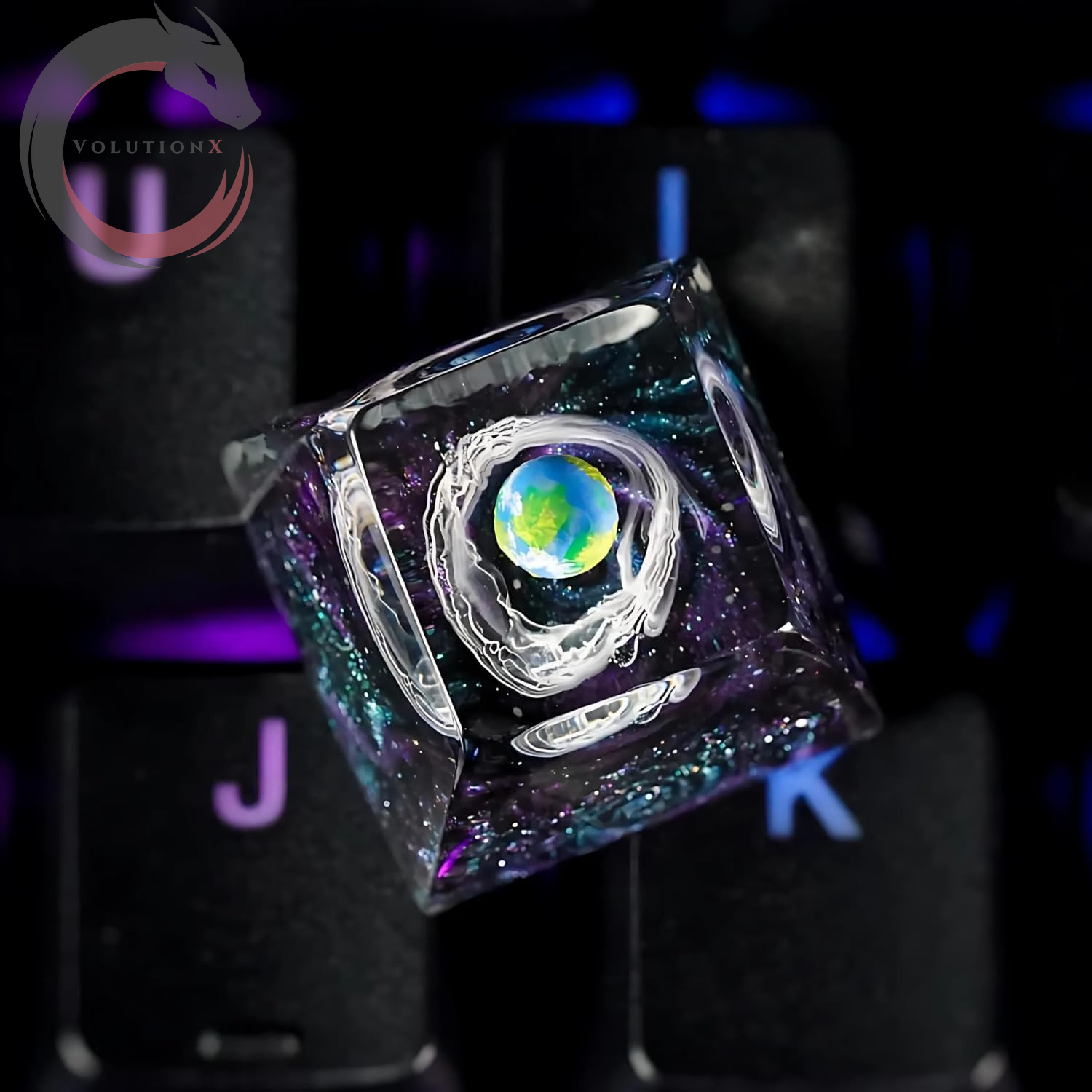 Earth Artisan Keycap R1 SA Profile Custom Solar System Planets Keycaps 1U ESC Handmade Resin Gaming Planet Galaxy Key Cap Cherry MX Switch Compatible Mechanical Keyboard Space Lover Gift