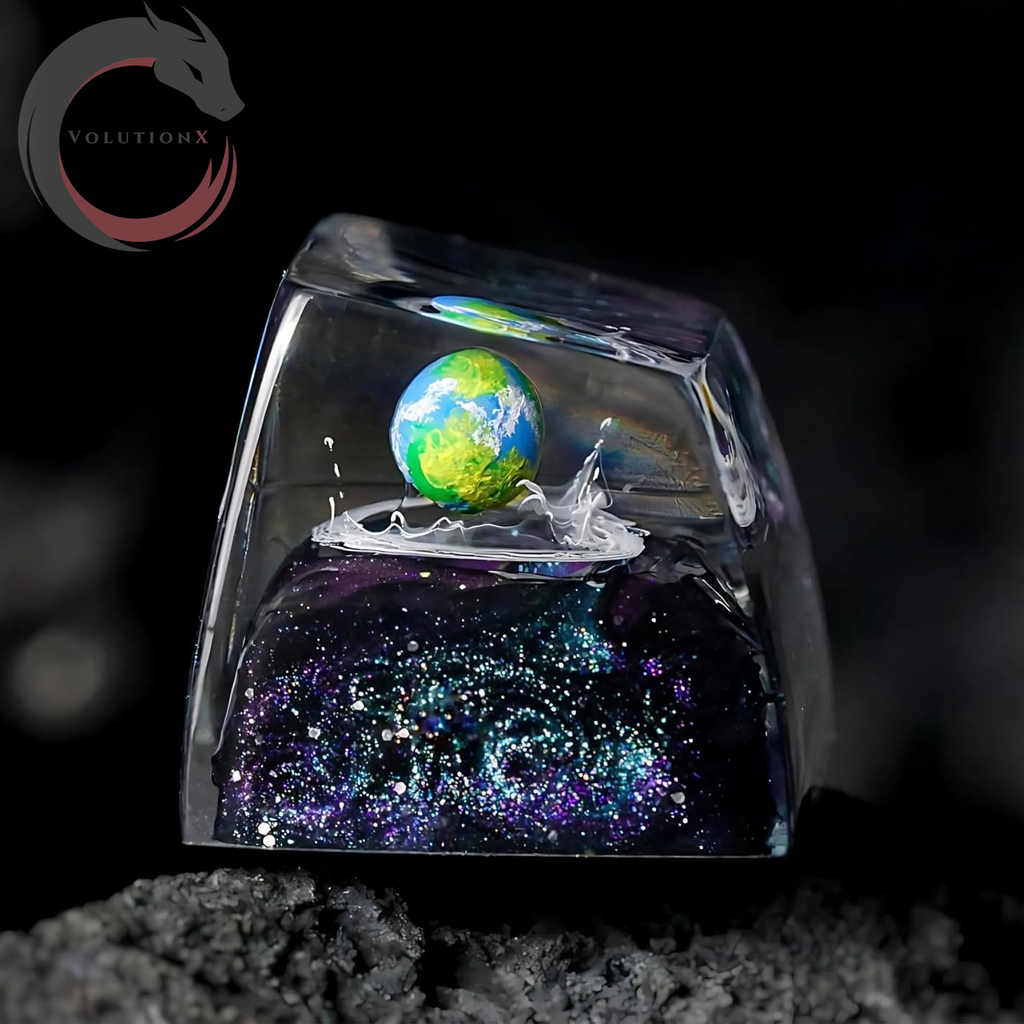 Earth Artisan Keycap R1 SA Profile Custom Solar System Planets Keycaps 1U ESC Handmade Resin Gaming Planet Galaxy Key Cap Cherry MX Switch Compatible Mechanical Keyboard Space Lover Gift