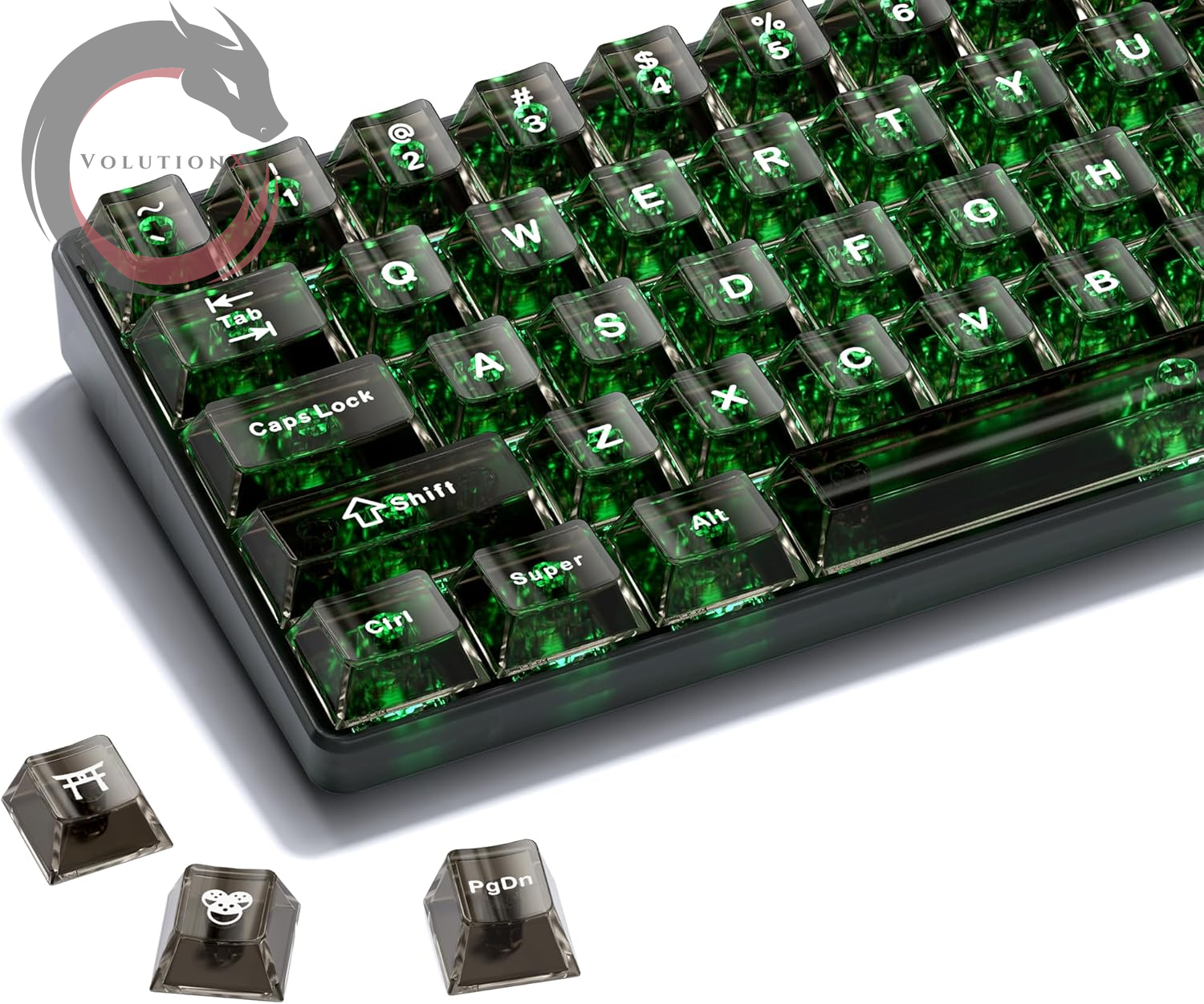 XVX Clear Keycaps, Black Transparent Keycaps 60 65 75 100 Percent, Crystal Ceramic Custom Key Cap Set 124 Keys, Cherry Profile, Shine Through, Cute Style for Mechanical Keyboards