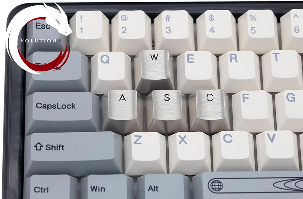 Teamwolf Stainless Steel MX  Silver Color Metal  for Mechanical Keyboard Gaming Key WASD Key Light through Back Lit (TW Gaming WASD Key X1)