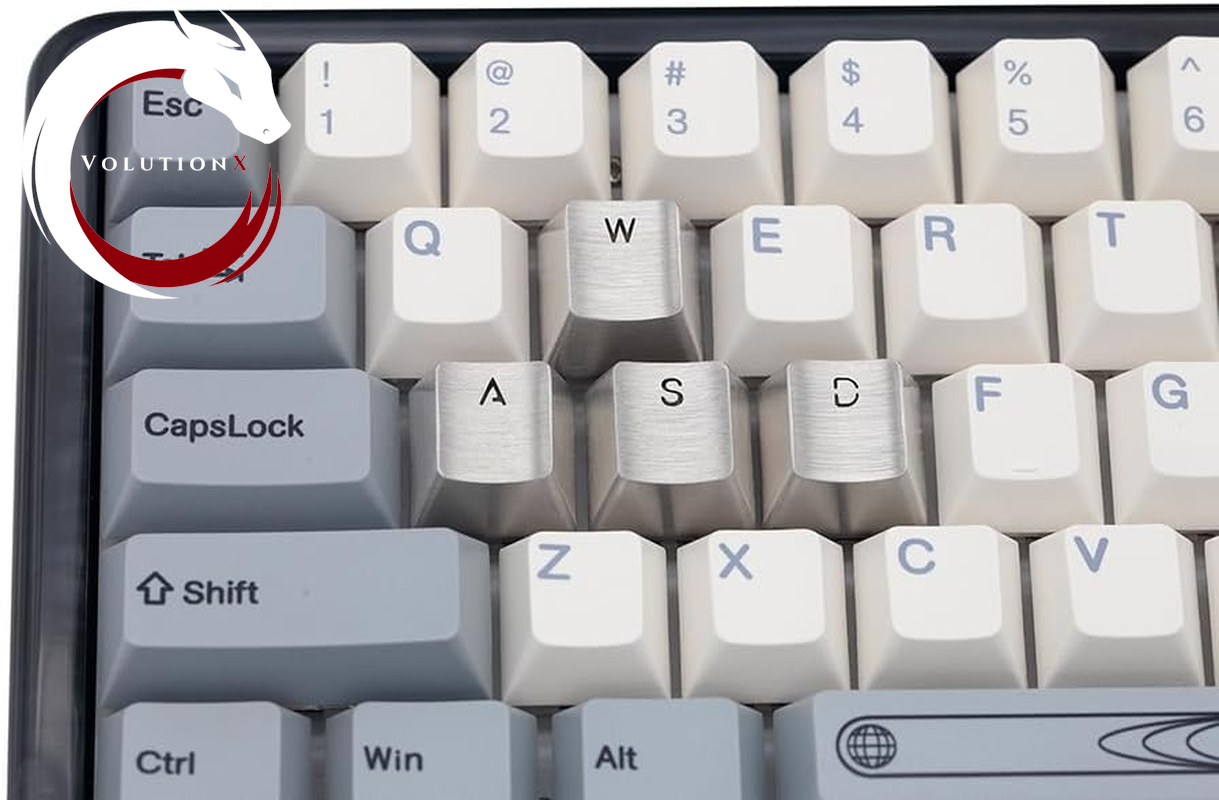 Teamwolf Stainless Steel MX  Silver Color Metal  for Mechanical Keyboard Gaming Key WASD Key Light through Back Lit (TW Gaming WASD Key X1)