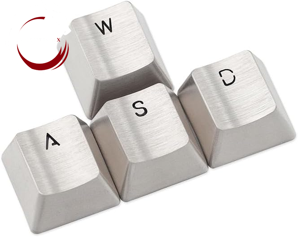 Teamwolf Stainless Steel MX  Silver Color Metal  for Mechanical Keyboard Gaming Key WASD Key Light through Back Lit (TW Gaming WASD Key X1)