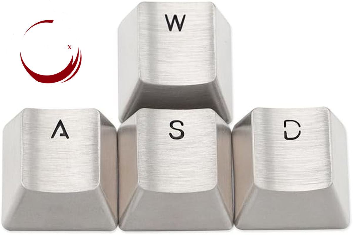 Teamwolf Stainless Steel MX  Silver Color Metal  for Mechanical Keyboard Gaming Key WASD Key Light through Back Lit (TW Gaming WASD Key X1)