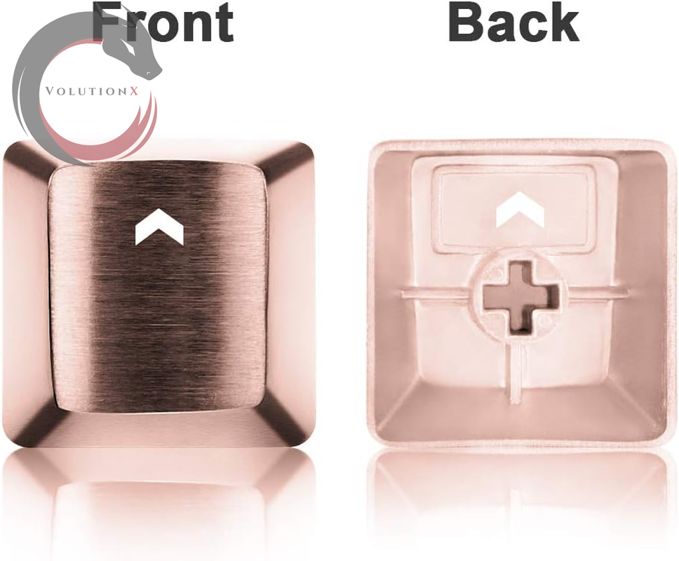 FPS & MOBA Gaming Keycaps, Durable Stainless Steel Metal Keycap with Key Puller for Mechanical Keyboard Cherry Mx Switch (Wasd+Direction Keys,Rose Gold)