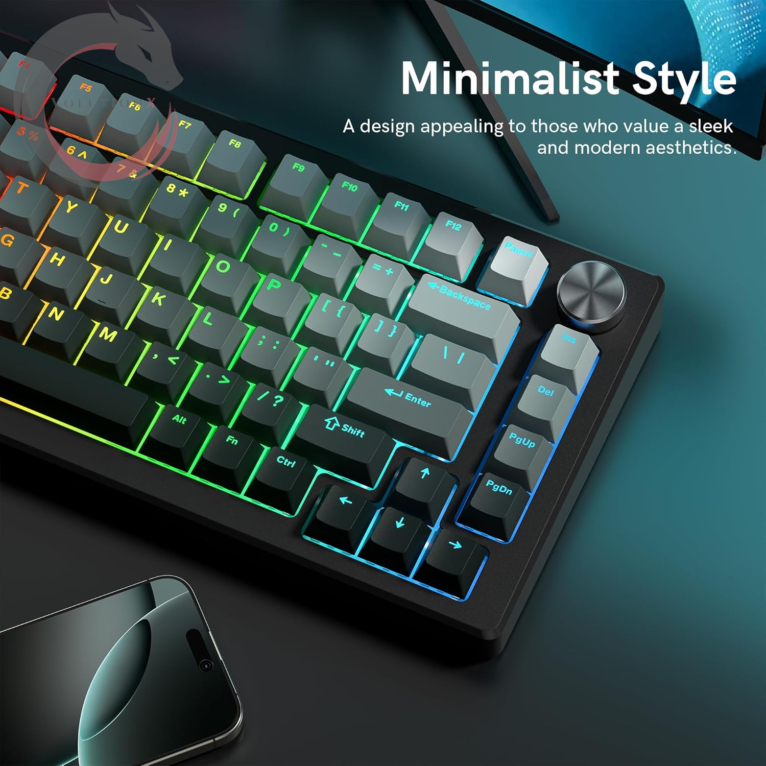 PBT Key Caps, Double Shot Shine through Custom Keycaps, Gradient Keycaps Cherry Profile, Minimalist Style Keyboard Keycap for Mechanical Keyboard (Grey)