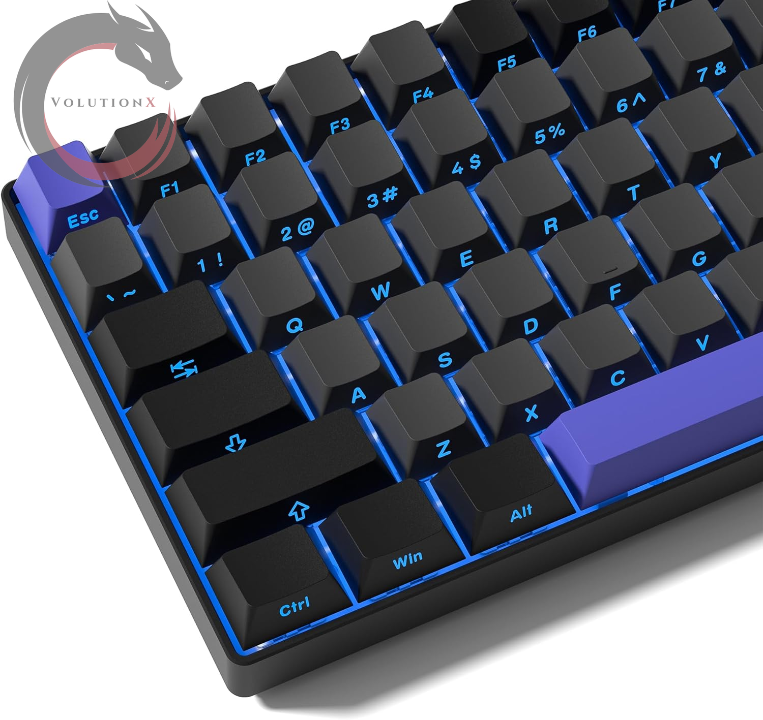 Shine through Double Shot PBT Keycaps Set, Cherry Profile Custom Keycaps 60 65 75 100 Percent for 61/64/68/84/87/100/104/108 Retro Gaming Mechanical Keyboard, Black Purple