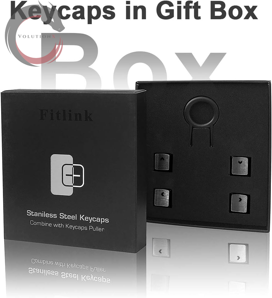 Stainless Steel Metal Keycaps with Key Puller for Mechanical Keyboard Cherry Mx Switch(Direction Keys,Black)