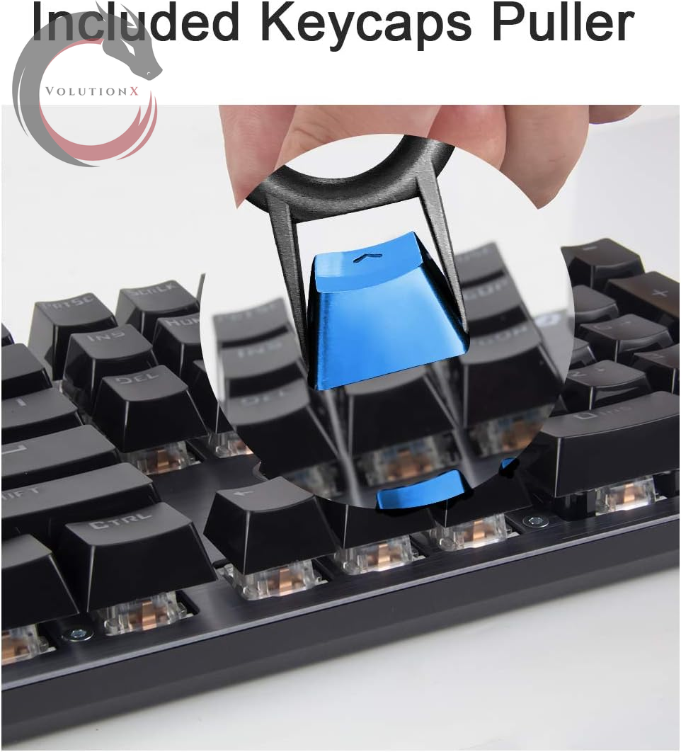 FPS & MOBA Gaming Keycaps, Stainless Steel Metal Keycaps with Key Puller for Mechanical Keyboard Cherry Mx Switch 9 (Wasd,Blue)