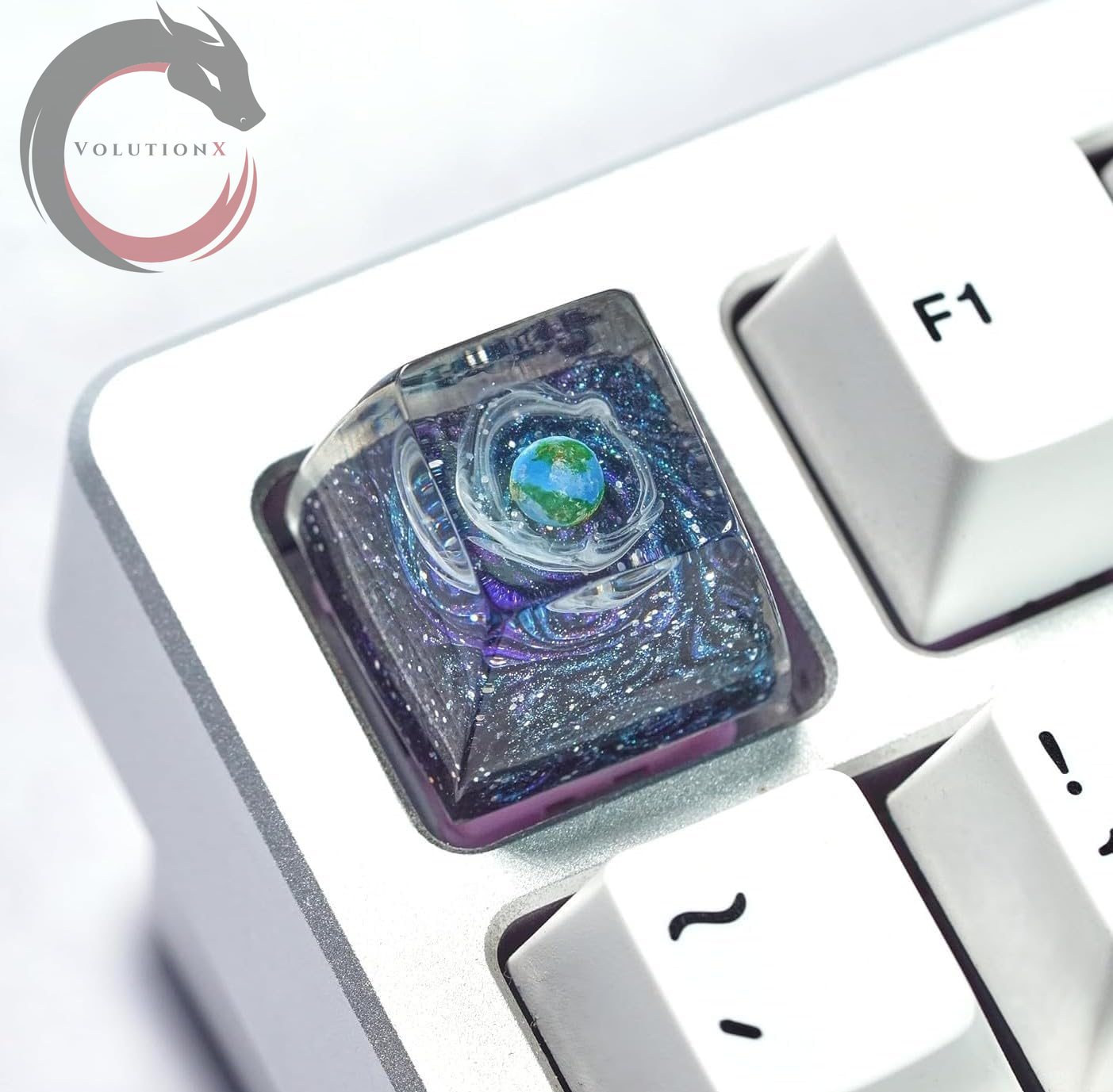 Earth Artisan Keycap R1 SA Profile Custom Solar System Planets Keycaps 1U ESC Handmade Resin Gaming Planet Galaxy Key Cap Cherry MX Switch Compatible Mechanical Keyboard Space Lover Gift
