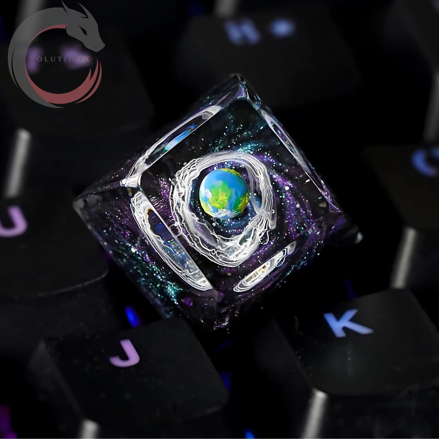 Earth Artisan Keycap R1 SA Profile Custom Solar System Planets Keycaps 1U ESC Handmade Resin Gaming Planet Galaxy Key Cap Cherry MX Switch Compatible Mechanical Keyboard Space Lover Gift