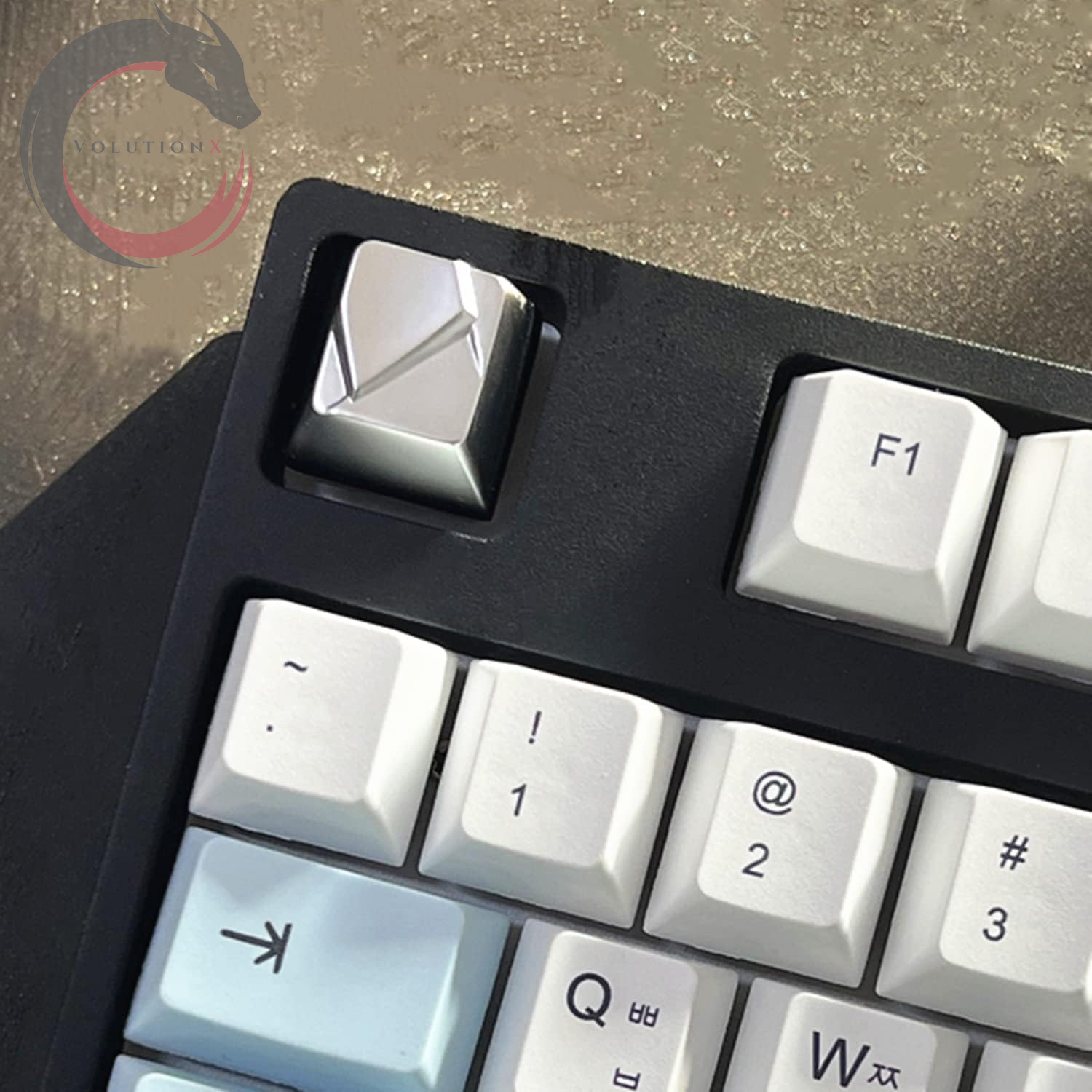Metal Artisan Keycaps,Cnc Zinc Alloy Custom Keycap,Mechanical Keycap,Unique Polygon Style,Gift Collection (Silver)