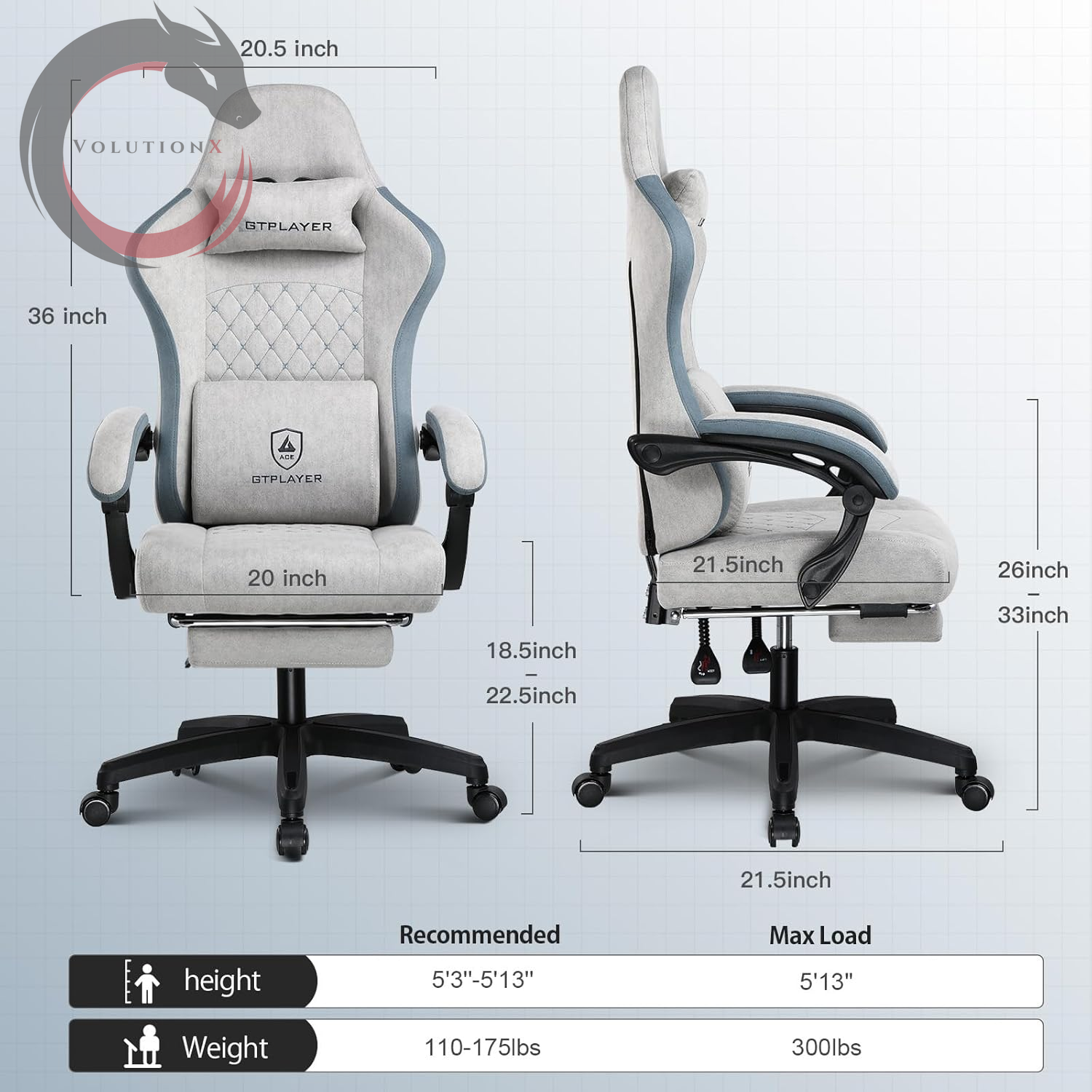 Gaming Chair, Computer Office Chair with Pocket Spring Cushion, Linkage Armrests and Footrest, High Back Ergonomic Computer Chair with Lumbar Support Task Chair with Footrest