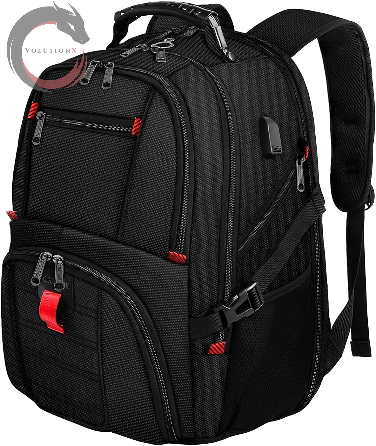 18.4 Laptop Large Backpacks Fit Most 18 Inch Laptop with USB Charger Port,Tsa Friendly Flight Approved Weekend Carry on Backpack with Luggage Strap for Men and Women, Black
