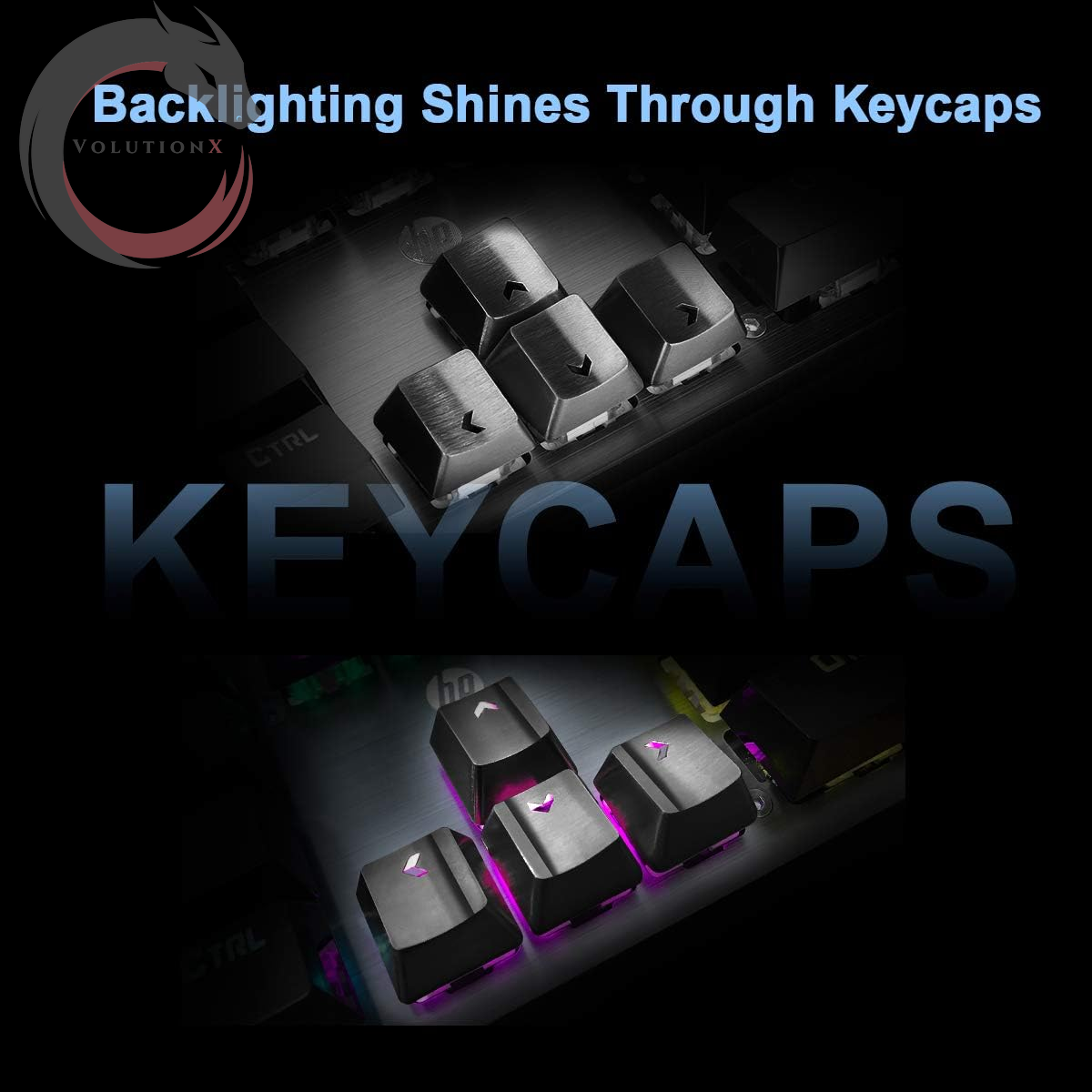 Stainless Steel Metal Keycaps with Key Puller for Mechanical Keyboard Cherry Mx Switch(Direction Keys,Black)