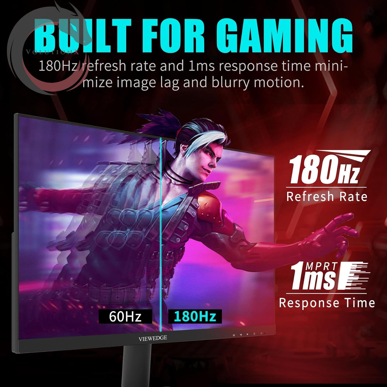 24 Inch Gaming Monitor with 180Hz, VA 1Ms, FHD 1080P and HDR 10 PC Computer Monitor with 100% Srgb, Bluelight Filter, 2 HDMI & 1 DP Port, Support Freesync and Wall Mounted