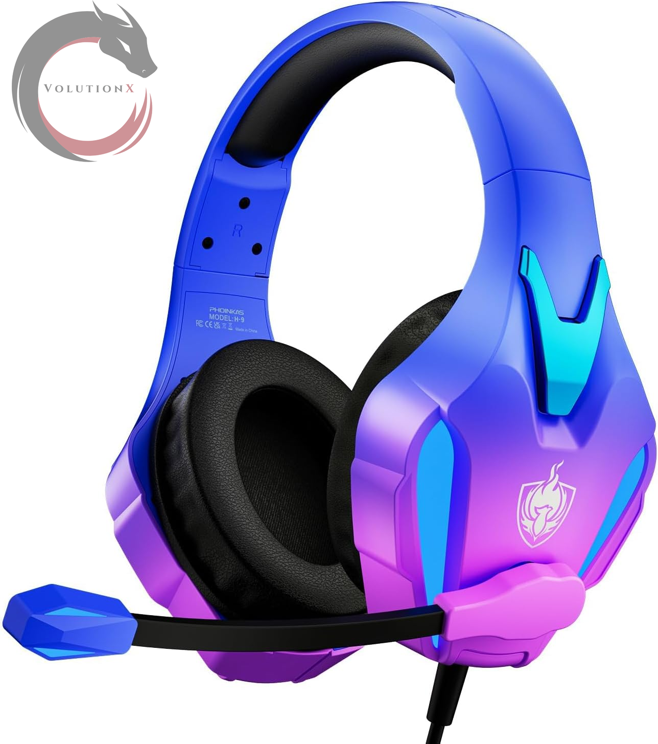 PS4 Gaming Headset for PC, Switch, PS5 Headset with 7.1 Stereo Sound, Gaming Headphones with Noise Cancelling Mic, LED Light, over Ear Headset for Laptop, Mobile (Violet)